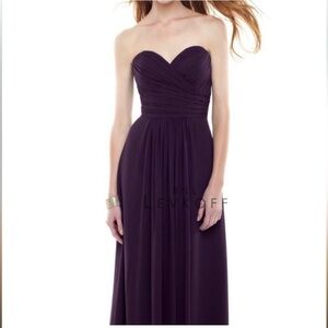 Bill Levkoff Dress Womens 4 Plum Strapless Chiffon Empire Waist Wedding Formal